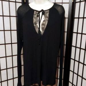 Zara Black Ribbed Semi Sheer Top